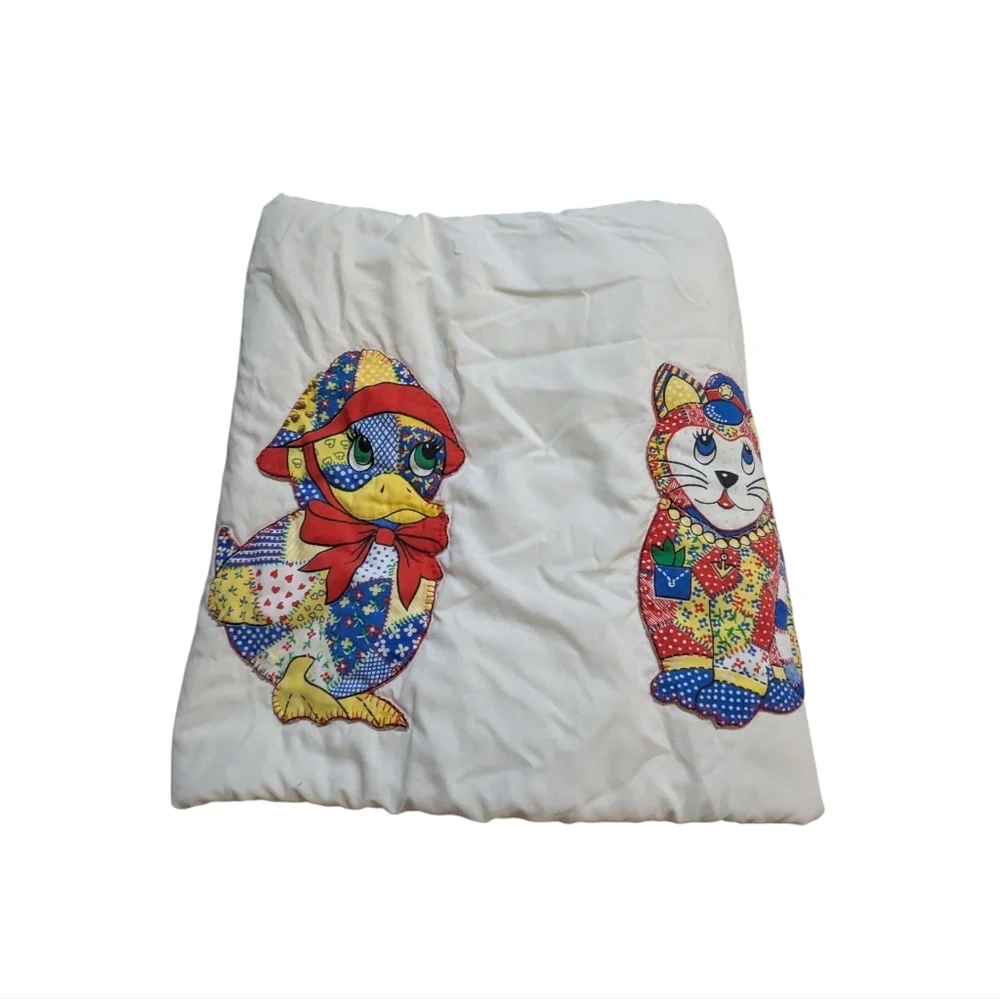 Vintage Patchwork Kitty Duck Animal Crib Blanket Cottagecore Baby Unisex